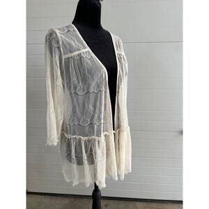 Lilly White Lace Cover Up Cardigan - Women's Size M